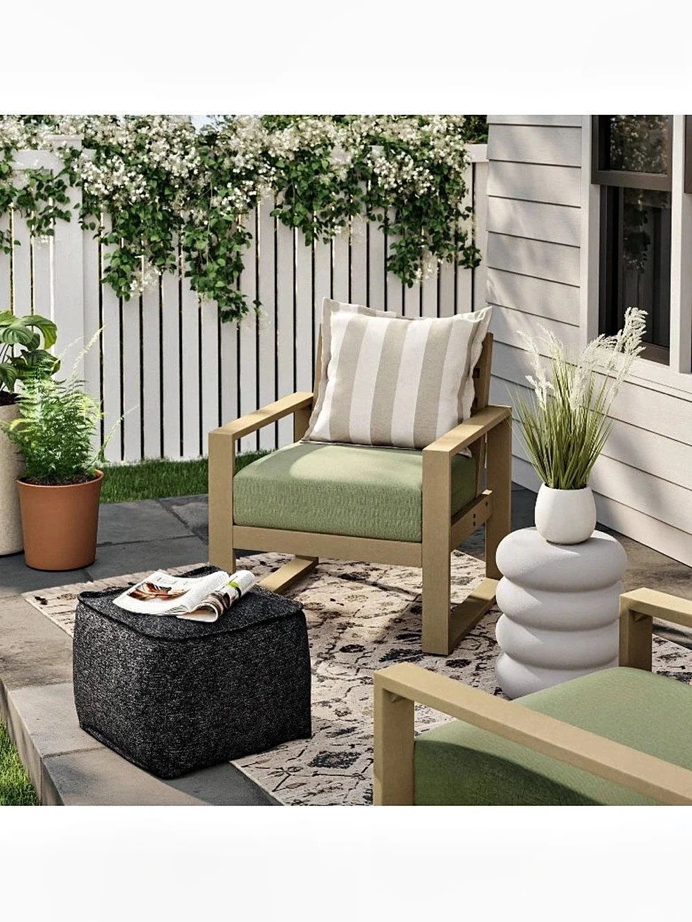 Threshold Outdoor Patio Pouf Black